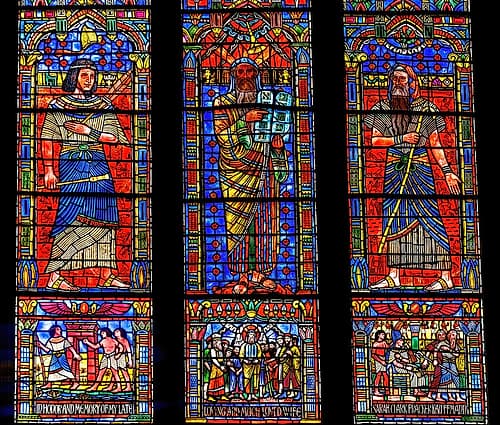 Moses, Joseph, Old Testament stained glass, Washington National Cathedral, Washington DC. Architecture Print